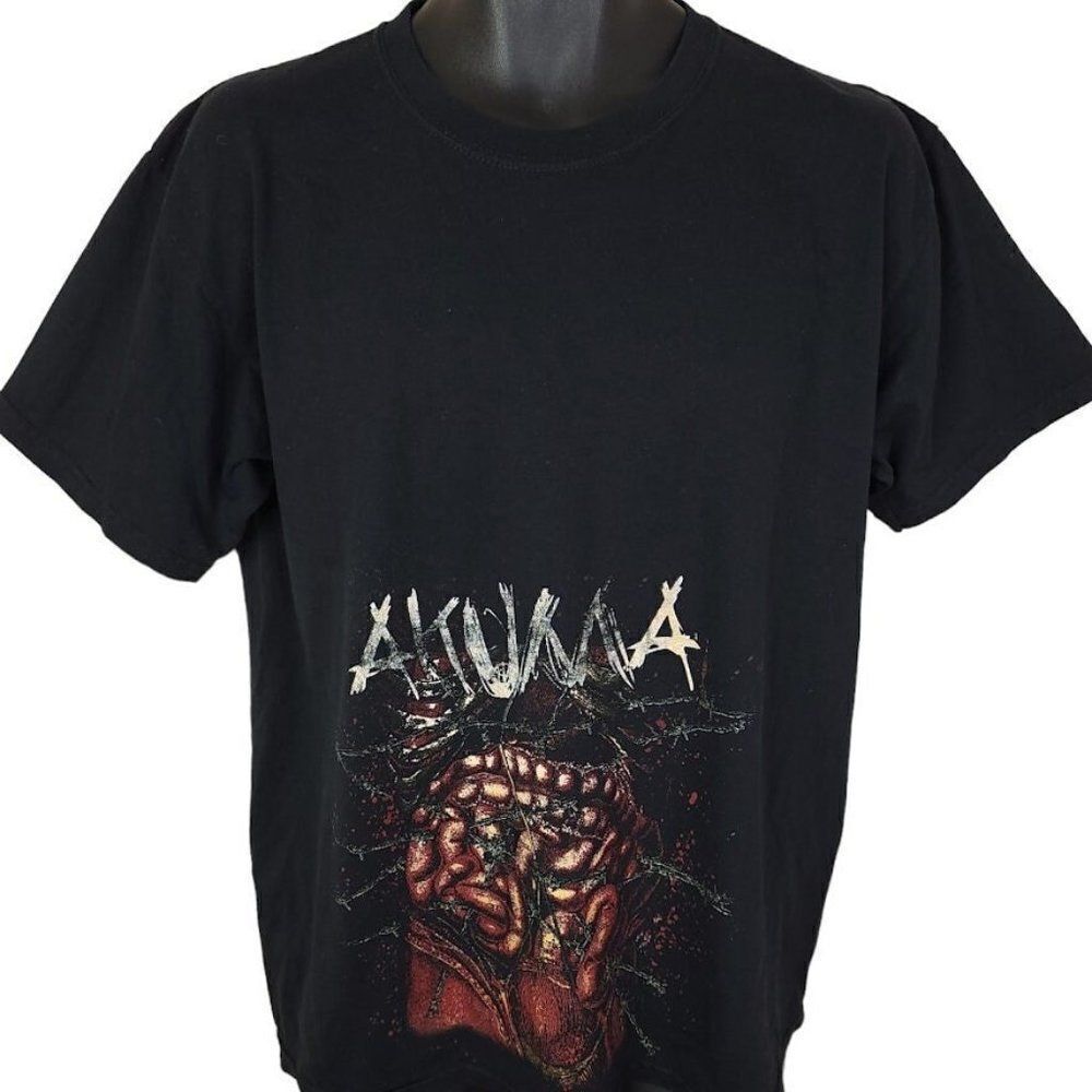 Akuma Band T Shirt Vintage Y2K Punk Metal Music Skeleton Ribcage Mens Size Large
